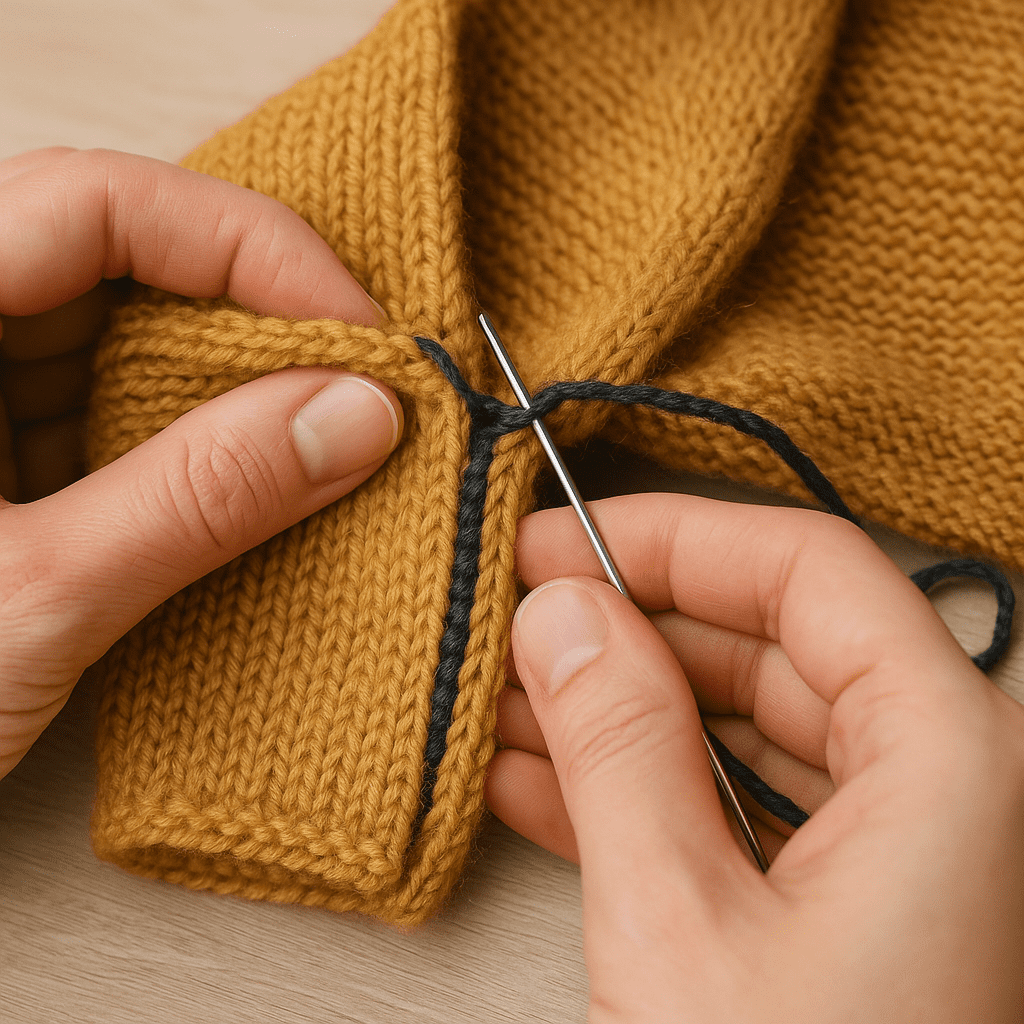 Madrassesting - usynlig søm til at sy strik sammen i siden